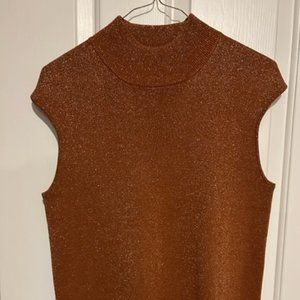 Coldwater Creek copper color sleeveless top - mock turtleneck -size L